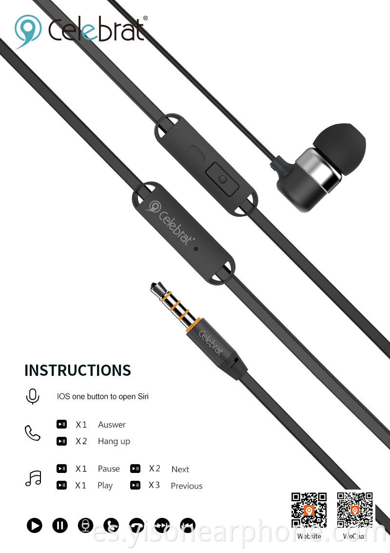 Venta caliente Celebre los conectores G2 de 3,5 mm y el auricular de comunicación por cable para Samsung Galaxy s3